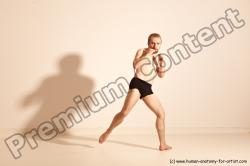 Underwear Martial art Man White Moving poses Slim Short Blond Dynamic poses Academic